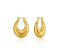 Gold Chunky Hoop Earrings for Women Gold Teardrop Thick Hoops Earrings Monet Oval Chunky Lightweight Hoop Earrings for Women Jewelry Gifts., A, Copper, No Gemstone
