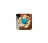 Gold Chunky Large Hammered Disc Turquoise Stud Earrings for Women Statement, Bohemia Vintage Big Circle Pearl Earring Trendy Western Party Jewelry Gift