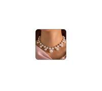 Gold Chunky Necklace Big Pearl Choker Necklaces for Women Silver Chunky Necklace Pearl Statemen Necklace Chunky Necklace Bride Wedding Jewelry, Zinc, No Gemstone