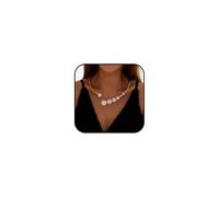 Gold Chunky Pearl Necklace for Women Large Pearl Choker Necklace Irregular Pearl Beaded Necklace Adjustable Open Snake Chain Necklace Party Fashion Statement Jewelry, Metal, No Gemstone