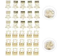 Gold Clips Flower Shape and Pentagonal Heart Shape, Metal Paper Clips with Strong Clamping Force, Electroplated Iron Clips for Office School Home Use, Includes 2 Storage