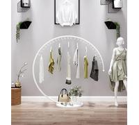 Gold Clothes Rack Fashion Retail Display Stand Heavy Duty High Load Capacity Elegant White & Black Design Ideal for Boutique Clothing Stores Size: S (120 * 135cm)