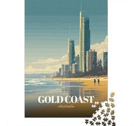 Gold Coast Australia Beach Skyline 1000 Piece Jigsaw Puzzle, Landmark Urban View, 1000 Pieces for Adults, Family Night Game for Puzzle Lovers, Mindful Activity, 38x26cm/1000pcs