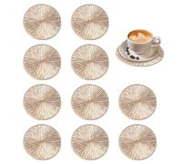 Gold Coasters Set of 10, Gold Round Coasters, Reusable PVC Hollowed-out Coaster for Cold Drinks Hot Beverages Home Office Cafe