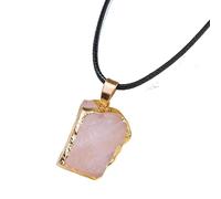 Gold-Coated Crystal Pendant Necklace, Natural Healing Stone Jewelry, Assorted Gemstone Raw Crystals Necklace, Amethyst, Rose Quartz, Fluorite, Citrine, Lapis Lazuli, Unique Jewelry Gift(B)