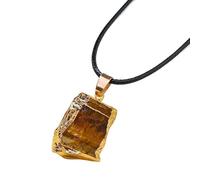 Gold-Coated Crystal Pendant Necklace, Natural Healing Stone Jewelry, Assorted Gemstone Raw Crystals Necklace, Amethyst, Rose Quartz, Fluorite, Citrine, Lapis Lazuli, Unique Jewelry Gift(D)