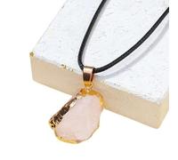 Gold-Coated Crystal Pendant Necklace, Natural Healing Stone Jewelry, Assorted Gemstone Raw Crystals Necklace, Amethyst, Rose Quartz, Fluorite, Citrine, Lapis Lazuli, Unique Jewelry Gift(A)