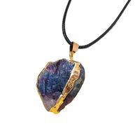 Gold-Coated Crystal Pendant Necklace, Natural Healing Stone Jewelry, Assorted Gemstone Raw Crystals Necklace, Amethyst, Rose Quartz, Fluorite, Citrine, Lapis Lazuli, Unique Jewelry Gift(G)