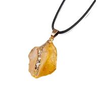 Gold-Coated Crystal Pendant Necklace, Natural Healing Stone Jewelry, Assorted Gemstone Raw Crystals Necklace, Amethyst, Rose Quartz, Fluorite, Citrine, Lapis Lazuli, Unique Jewelry Gift(E)