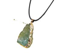 Gold-Coated Crystal Pendant Necklace, Natural Healing Stone Jewelry, Assorted Gemstone Raw Crystals Necklace, Amethyst, Rose Quartz, Fluorite, Citrine, Lapis Lazuli, Unique Jewelry Gift(H)
