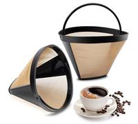 Gold Coffee Filter Reusable - #4 Cone Filter Replacement for Cuisinart / Ninja Coffee Machines - Pack of 2