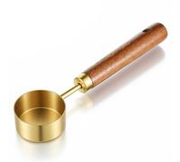 Gold Coffee Measuring Spoon, Stainless Steel Teaspoon Scoop, Walnut Handle, 15ml Capacity Tablespoon, Gold Plated for Coffee Tea, and More