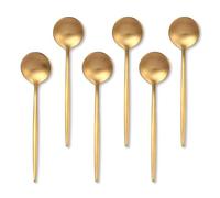 Gold Coffee Spoons Set, 6 Stainless Steel Teaspoons, 5.11 Inch Espresso & Demitasse Spoons, Matte Finish, Dishwasher Safe