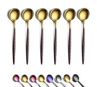 Gold Coffee Spoons Set of 6, Kyraton Stainless Steel 13.5cm Hammered Brown Handle Demitasse Spoons, Tiny Espresso Spoons, Small Mini Coffee Spoons, Dishwasher Safe