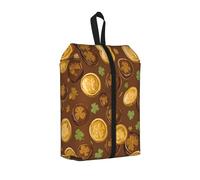 Gold Coin Chocolate Printed Travel Shoe Storage Bag Waterproof Jacquard Fabric is Lightweight, with Strong Handle and Central Zipper.