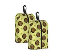 Gold Coin Chocolate Printed Travel Shoe Storage Bag Waterproof Jacquard Fabric is Lightweight, with Strong Handle and Central Zipper.