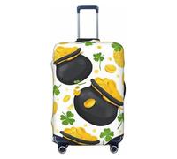 Gold Coin Suitcase Cover Luggage Protector, Four Leaf Clover Elastic Luggage Covers Anti-Scratch Dustproof Luggage Sleeve Fits 18-21 Inch