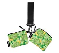 Gold Coin Wallet with Green Lucky Clover for St. Patrick's Day Coin Purse Women Small Detachable Card Holders with Zipper Coin Pocket for Men and Women, multi-coloured, 4.13"(L) x 3.5"(W), Travel