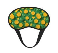 Gold Coins Clover Printed Sleep Black Edge Eye Mask, with Good Shading Effect, is an Ideal Choice for Travel, Meditation, Etc