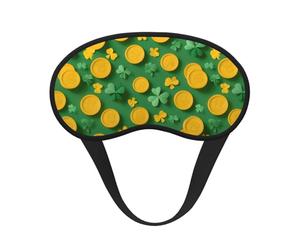 Gold Coins Clover Printed Sleep Black Edge Eye Mask, with Good Shading Effect, is an Ideal Choice for Travel, Meditation, Etc