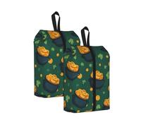 Gold Coins Printed Travel Shoe Storage Bag Waterproof Jacquard Fabric is Lightweight, with Strong Handle and Central Zipper.