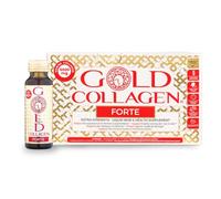 GOLD COLLAGEN Forte - 5,000mg Marine Collagen Drink for Women, 10 Bottles | 20 Active Ingredients with Hyaluronic Acid, Vitamin C & Biotin, Skin, Hair & Nail Support, Peach & Lychee Flavour