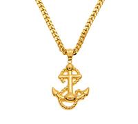 Gold Color Anchor Pendant Necklace Hip Hop Stainless Steel Trendy Mens Punk Navy Style Pendant Necklace