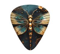 Gold color delicate Dragonfly flower Guitar picks in thin, medium, and thick sizes, 12-piece set, suitable for electric guitar and various instruments