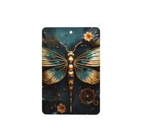 Gold Color Delicate Dragonfly Flower Pattern Car Air Fresheners 4 Pcs Rectangle Hanging Aromatherapy Tablets Scented Fresheners For Bedroom Bathroom