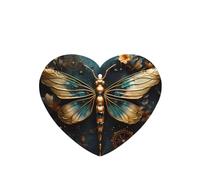 Gold Color Delicate Dragonfly Flower Pattern Car Air Fresheners 6 Pcs Heart Shape Hanging Aromatherapy Tablets Scented Fresheners For Bedroom Bathroom