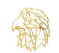 Gold Color Eagle Head Origami Bear Head Brooch and Pin for Suit Shirt Jewelry, One Size, Stainless Steel, gem na