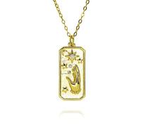 Gold Color Hand Sun Stars Tarot Card Charms for DIY Jewelry Making Rectangle Amulet Tag Pendant for Bracelets Earrings Accessory