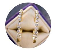 Gold Color Women Hoop Earrings Full Paved Cubic Zirconia Fashion Jewelry