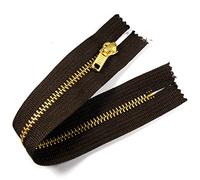 Gold Colour Metal Trouser Jeans Zip - Closed End - 7 inch (17.5cm) (Brown)