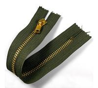 Gold Colour Metal Trouser Jeans Zip - Closed End - 7 inch (17.5cm) (Green)