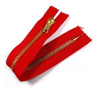 Gold Colour Metal Trouser Jeans Zip - Closed End - 8 inch (20cm) (Red)