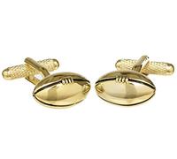 Gold Colour Rugby Ball Cufflinks - Supplied in Onyx Art Box(Size: One Size)