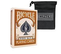 Gold Coloured Bicycle Playing Cards - Classic Rider Back Design- Includes Cipher Card Bag