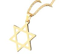 Gold Coloured Hexagram Star of David Pendant Necklace with 60cm Chain v2