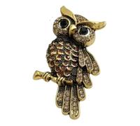 Gold Coloured Owl Bird Brooch Lapel Pin Broach Brown Tawny 6cm x 4cm