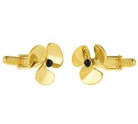 Gold Coloured Ship Propeller Cufflinks In Onyx Art Box(Size: One Size)