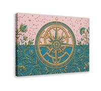 Gold Compass Floral Canvas Poster for Dorm Room Decor Gift | Frame-style, Multiple sizes, Multiple frame styles, Wall Art, Decor Paintings, Living Room Decor