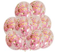 Gold Confetti Balloons - 12Inch Latex Decorative Balloon, Multicolor Sequin Filled | 100Pack Party Ornament With Transparent Finish And Golden Paper For Birthday Events, Baby Shower Celebrations