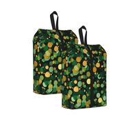 Gold Confetti Scatter Printed Travel Shoe Storage Bag Waterproof Jacquard Fabric is Lightweight, with Strong Handle and Central Zipper.