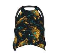 Gold Cool Wolf Print Baby Car Seat Covers, Breathable Nursing Cover Breastfeeding Cover, Stroller Covers, Multi-use Infant Carseat Canopy, Baby Boys Girls Newborn Essentials
