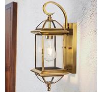 Gold Copper Wall Light Fixture Outdoor 18 Inch, Large Oil Rubbed Brass 100% Solid Copper Outside Wall Mounted Porch Lantern with Clear Glass, Golden Classic Exterior Sconce for Patio Garage Front Door
