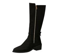 Gold Cowboy Boots for Women European And American Style Pointed Thick Heel High Boots Womens Cowboy Boots Wide (Black, 7.5)