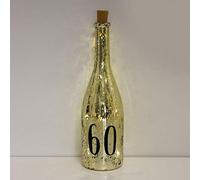 Gold Crackle Glaze Battery Light Up Bottle with Number - 60th Birthday Gift