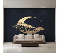 Gold Crescent Moon Wallpaper, Modern Golden Cloud Wall Mural for Living Room, Non-Woven Wall Paper for Bedroom 400X280cm, Photo Wallpaper Home Decor EL&D50