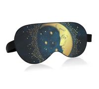 Gold Crescent Moon with Stars Portia Chic Tattoo on Dark Night Adjustable Sleep Mask Lightweight Blindfold with Fashion Patterns Elastic Hidden Strap Relaxing Light Block 9.45 x 3.9 inch